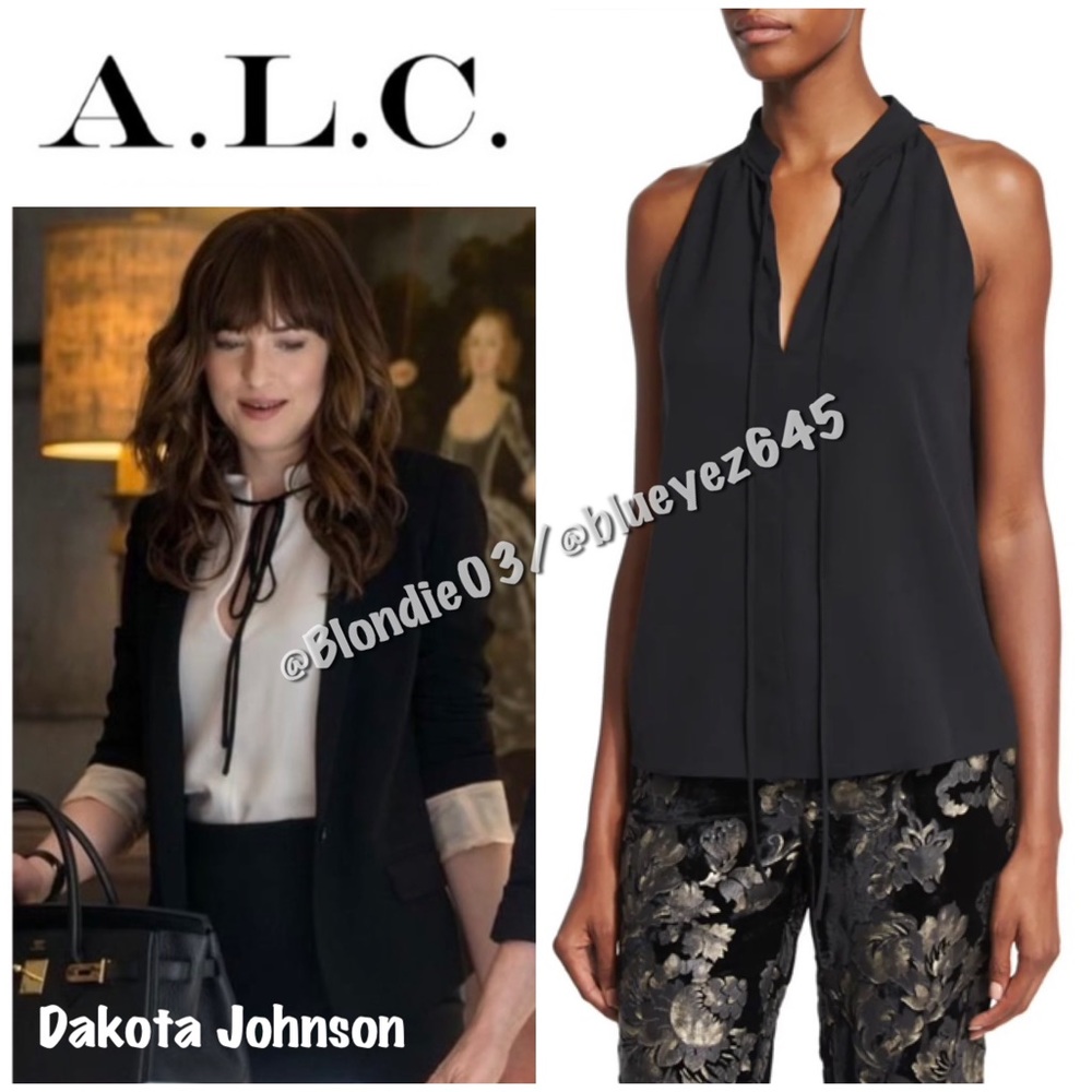 A.L.C. “Ivy” black silk tie neck top shirt blouse 2 - Picture 1 of 4